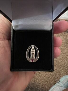 Sterling Silver Coca-Cola Red Gemstone service award pin - Women's Jewelry